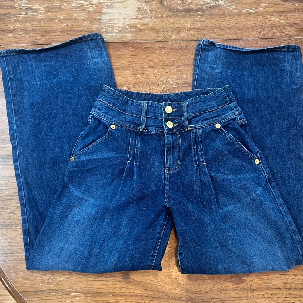 Vintage Women's London Jean Double Button Wide Leg Jeans Size 8